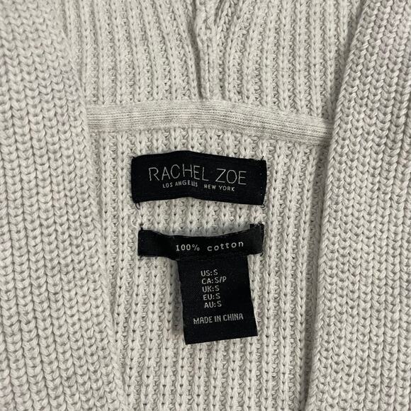 Rachel Zoe Women’s Hooded Sweater Ribbed Knit Pullover sz S Neutral Cream Gray - Picture 8 of 11